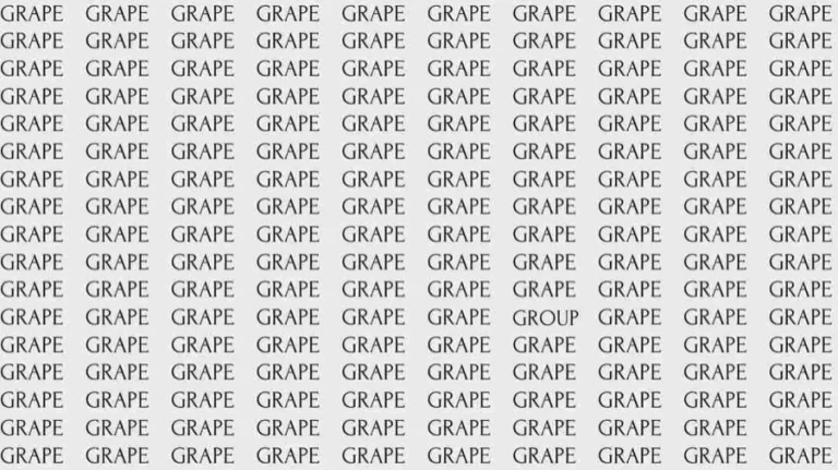 Optical Illusion: If you have Eagle Eyes find the Word Group among Grape in 10 Secs