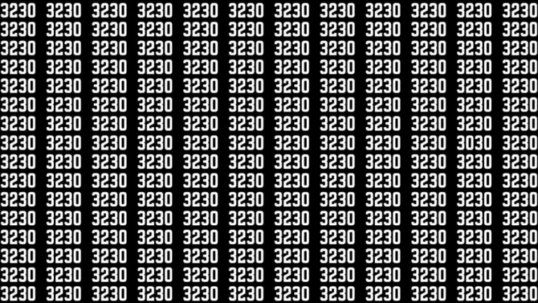 Observation Brain Test: If you have Keen Eyes Find the Number 3030 among 3230 in 15 Secs