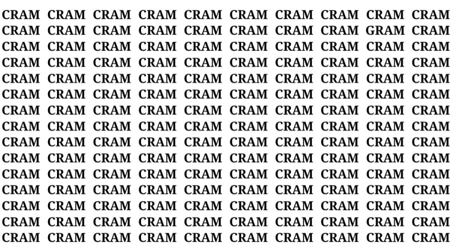 Observation Skill Test: If you have Hawk Eyes Find the Word Gram among Cram in 18 Secs