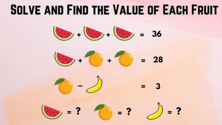 Brain Teaser Math Test: Solve and Find the Value of Each Fruit within 45 Secs