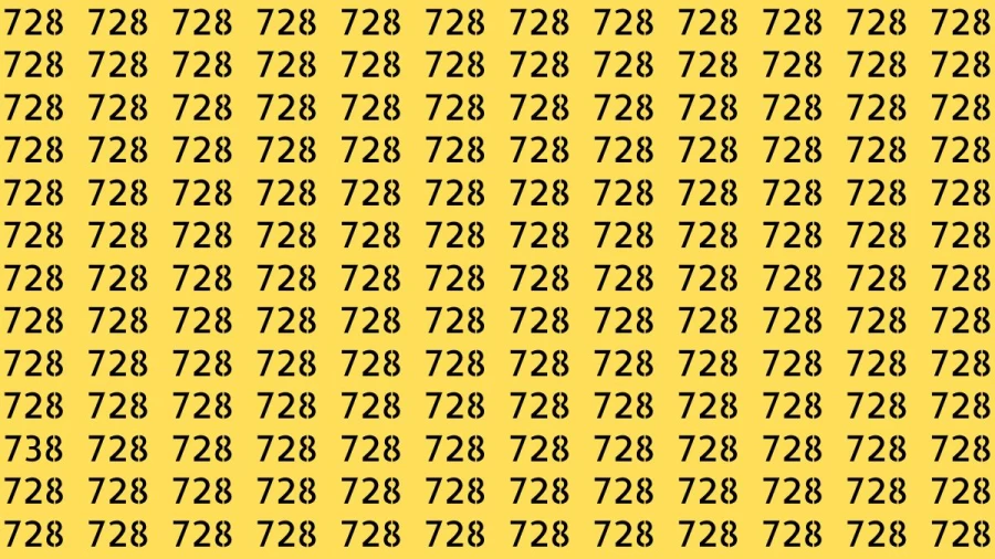 Observation Brain Test: If you have Sharp Eyes Find the Number 738 among 728 in 20 Secs