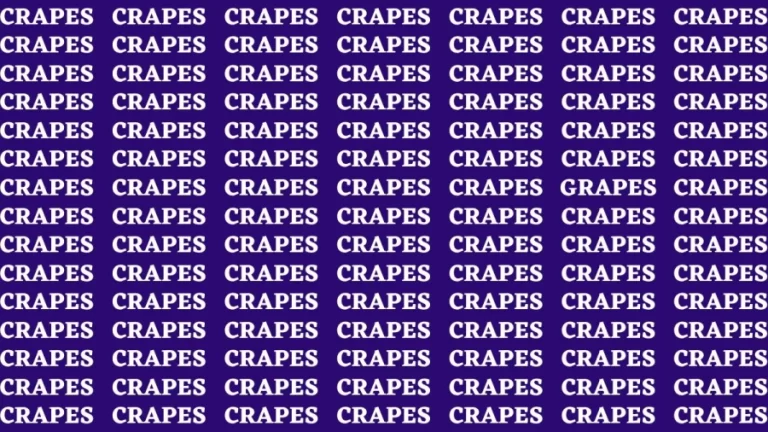 Observation Brain Test: If you have Sharp Eyes Find the Word Grapes in 20 Secs