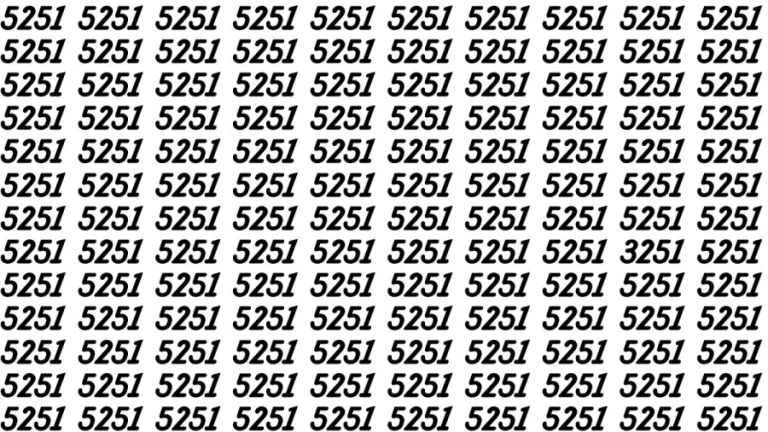 Observation Brain Test: If you have Hawk Eyes Find the Number 3251 among 5251 in 15 Secs