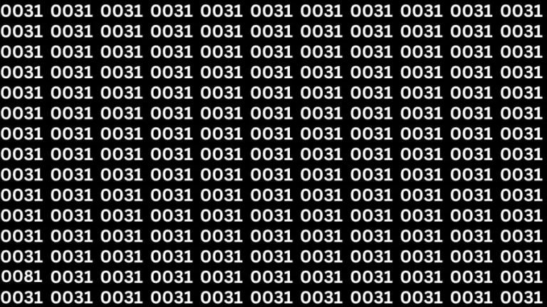 Observation Brain Test: If you have Eagle Eyes Find the Number 0081 Among 0031 in 12 Secs