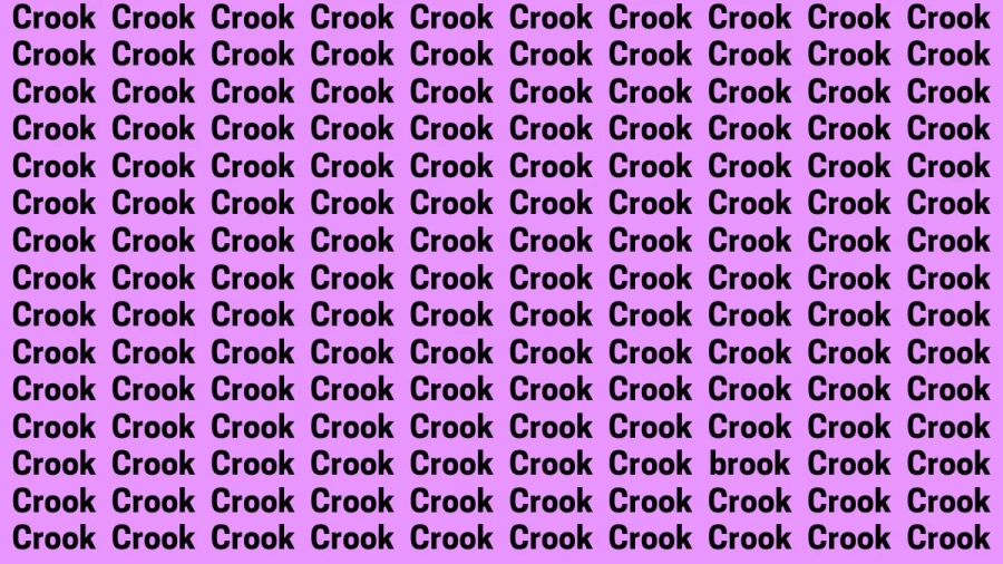 Brain Test: If you have Sharp Eyes Find the Word Brook among Crook in 15 Secs