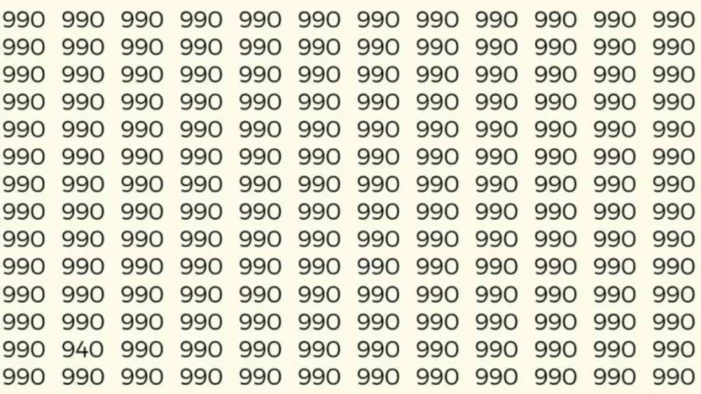 Optical Illusion: If you have Sharp Eyes Find the number 940 among 990 in 7 Seconds?