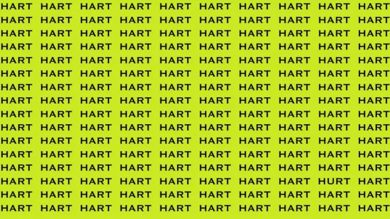 Brain Test: If you have Sharp Eyes Find the Word Hurt among Hart in 20 Secs