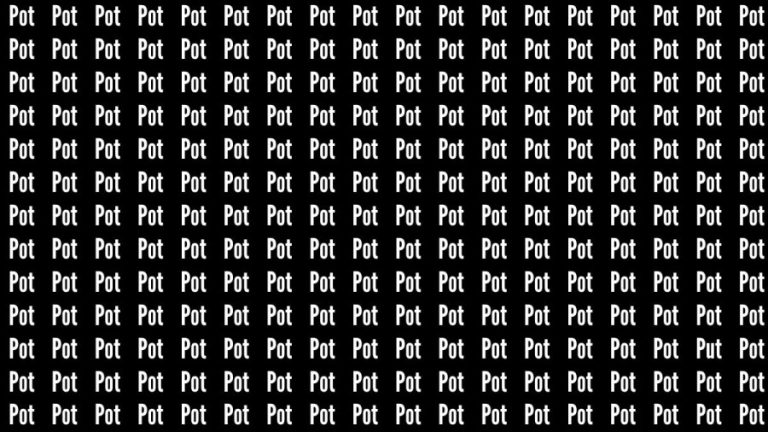 Brain Teaser: If you have Hawk Eyes Find the Word Put among Pot in 15 Secs