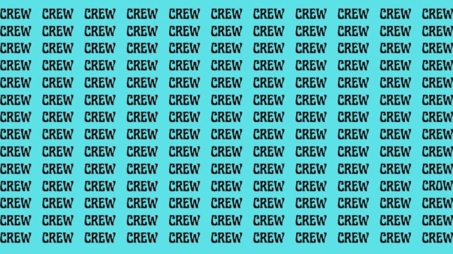 Brain Test: If you have Eagle Eyes Find the Word Crow among Crew in 12 Secs