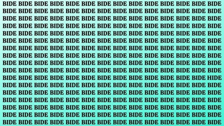 Optical Illusion: If you have Eagle Eyes Find the word HIDE among BIDE in 15 Secs