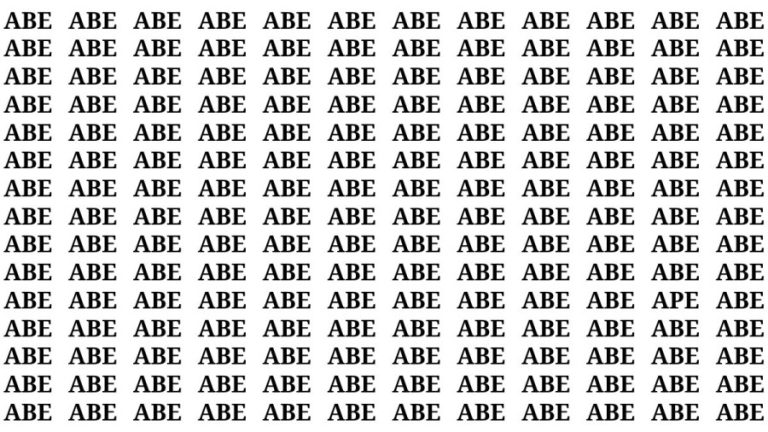 Brain Test: If you have Eagle Eyes Find the Word Ape among Abe in 15 Secs