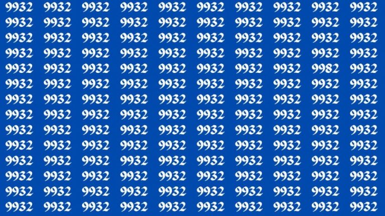 Observation Brain Test: If you have Eagle Eyes Find the number 9982 among 9932 in 12 Secs