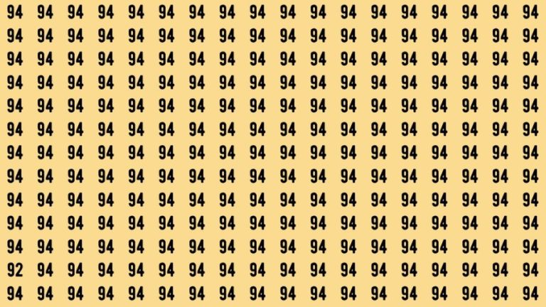 Observation Brain Test: If you have Sharp Eyes Find the Number 92 among 94 in 10 Secs