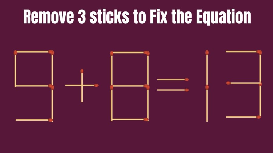 Brain Teaser: Remove 3 Sticks Make the Equation Right in 30 Seconds