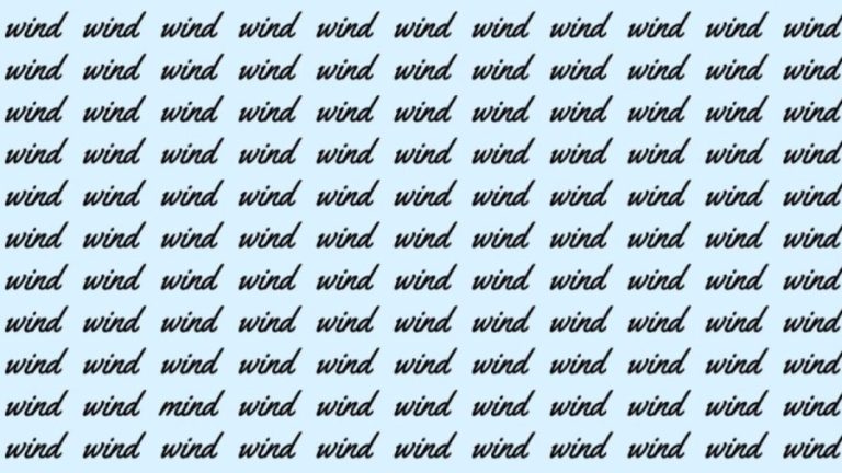 Observation Skill Test: If you have Sharp Eyes find the Word Mind among Wind in 20 Secs