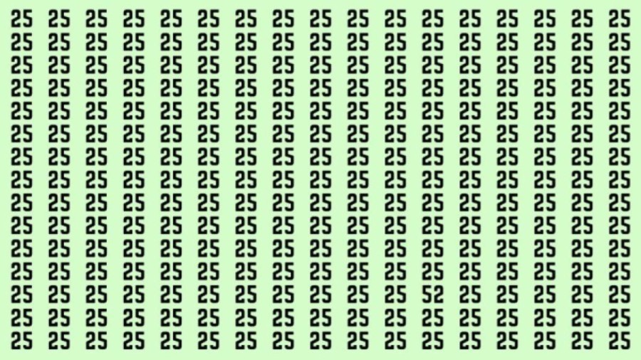 Observation Skills Test: Can you find the number 52 among 25 in 15 seconds?