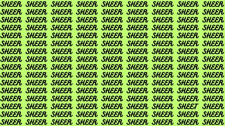 Brain Test: If you have Eagle Eyes Find the Word Sheet among Sheer in 12 Secs