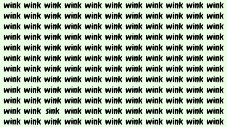 Optical Illusion: If you have Hawk Eyes find the Word Sink among Wink in 20 Secs