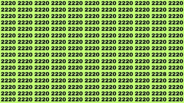 Observation Skills Test: If you have Keen Eyes find the Number 2228 among 2220 in 15 Secs