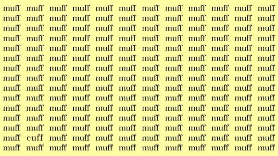 Optical Illusion Brain Test: If you have Sharp Eyes find the Word Cuff among Muff in 20 Secs