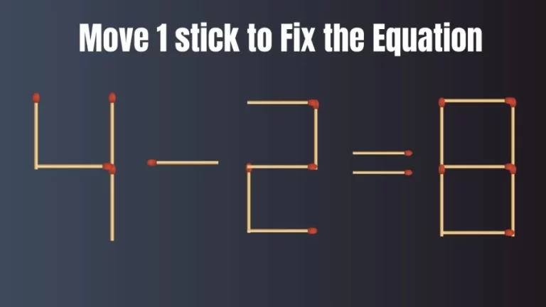 4-2=8 Move 1 Stick to Fix the Equation | Brain Teaser