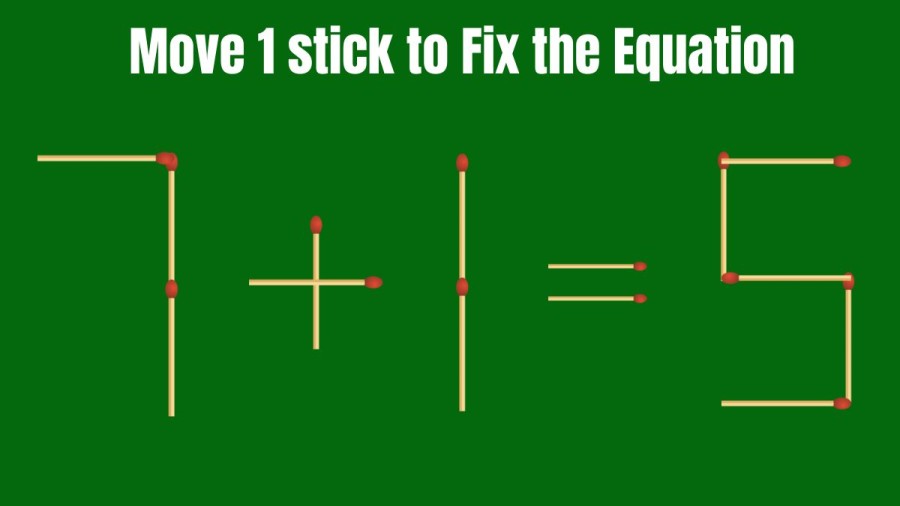 7+1=5 Can you Move 1 to Fix this Equation? Brain Teaser Matchstick Puzzles