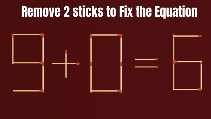 9+0=6 Can you Remove 2 Sticks to Fix the Equation in 30 Seconds? Brain Teaser