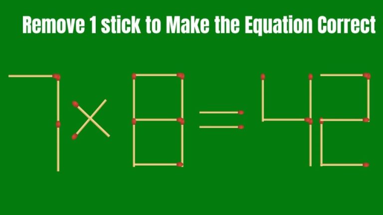 Brain Teaser: 7×8=42 Remove 1 Stick and make the Equation Right