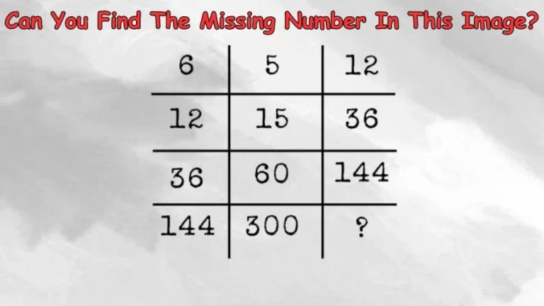 Brain Teaser – Can You Find The Missing Number In This Image? Math Puzzle