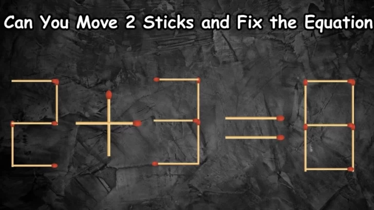 Brain Teaser: Can You Move 2 Sticks and Fix the Equation 2+3=8 in 10 Seconds?