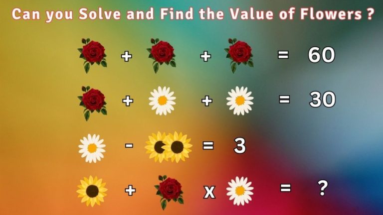 Brain Teaser Flower Puzzle: Can you Solve and Find the Value of Flowers?