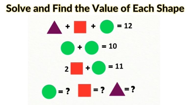 Brain Teaser Genius Maths Puzzle: Solve and Find the Value of Each Shape