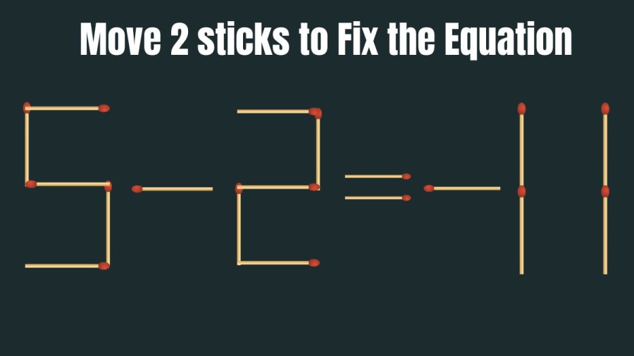 Brain Teaser Matchstick Puzzle: Can you Move 2 Sticks to Fix the Equation in 20 Seconds?