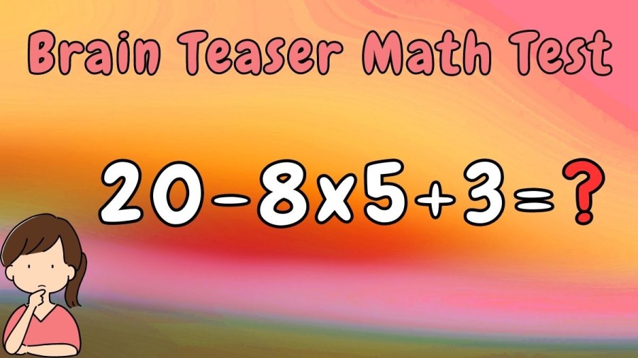 Brain Teaser Math Test: Equate 20-8x5+3