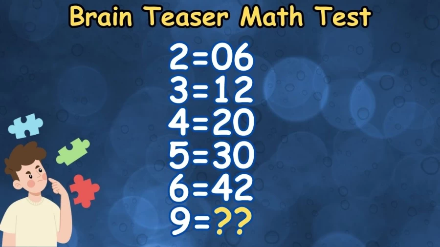 Brain Teaser Math Test: If 2=6, 3=12, 4=20, 5=30, 6=42, 9=?