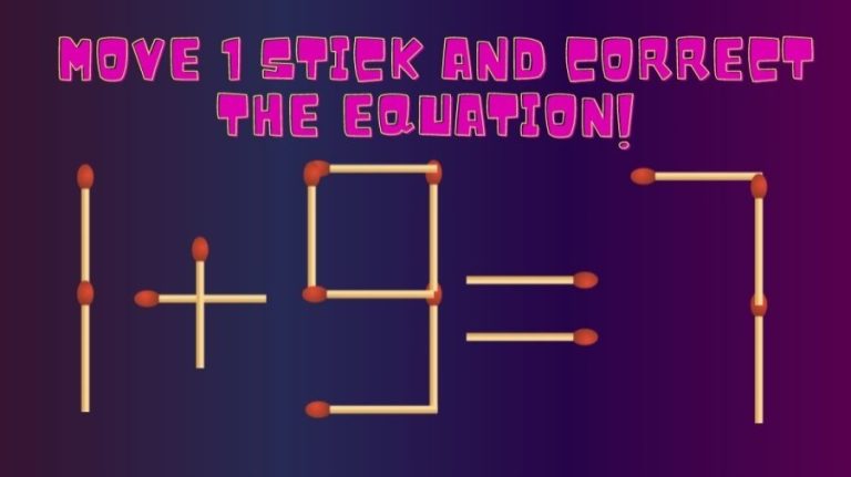 Brain Teaser: Move 1 Stick and Correct the Equation 1+9=7 | Hard Matchstick Puzzle