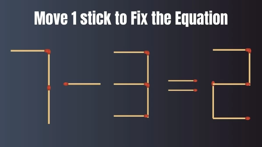 Brain Teaser: Move 1 Stick and Correct the Equation 7-3=2