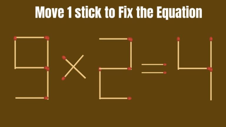 Brain Teaser: Move 1 Stick and Correct the Equation 9×2=4 | Hard Matchstick Puzzle