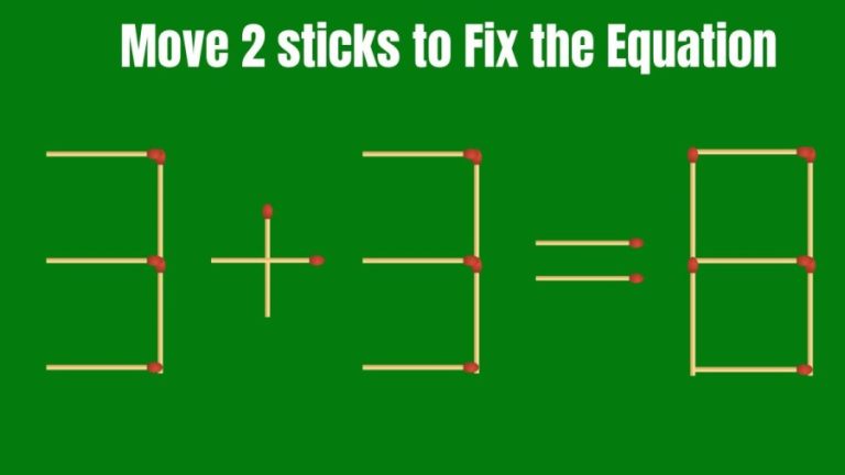 Brain Teaser: Move 2 Sticks to fix the Equation 3+3=8 in 30 Seconds || Brilliant Matchstick Puzzle