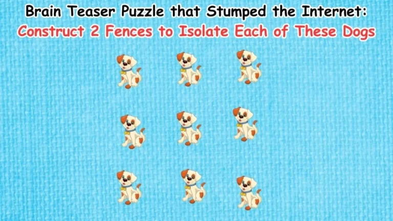 Brain Teaser Puzzle that Stumped the Internet: Construct 2 Fences to Isolate Each of These Dogs