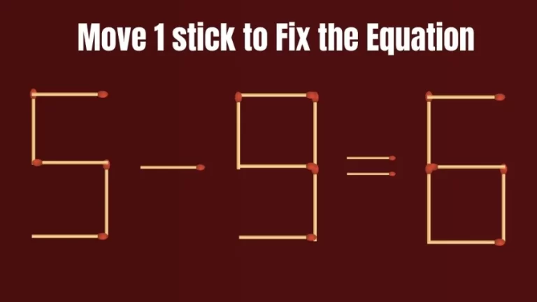 Brain Test: 5-9=6 Move 1 Matchstick To Fix The Equation | Matchstick Puzzle