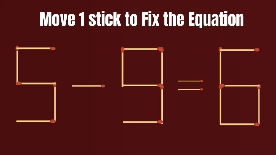 Brain Test: 5-9=6 Move 1 Matchstick To Fix The Equation
