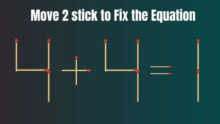 Can You Solve this Matchstick Brain Teaser 4+4=1 Within 15 Secs?