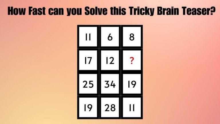 How Fast can you Solve this Tricky Brain Teaser?