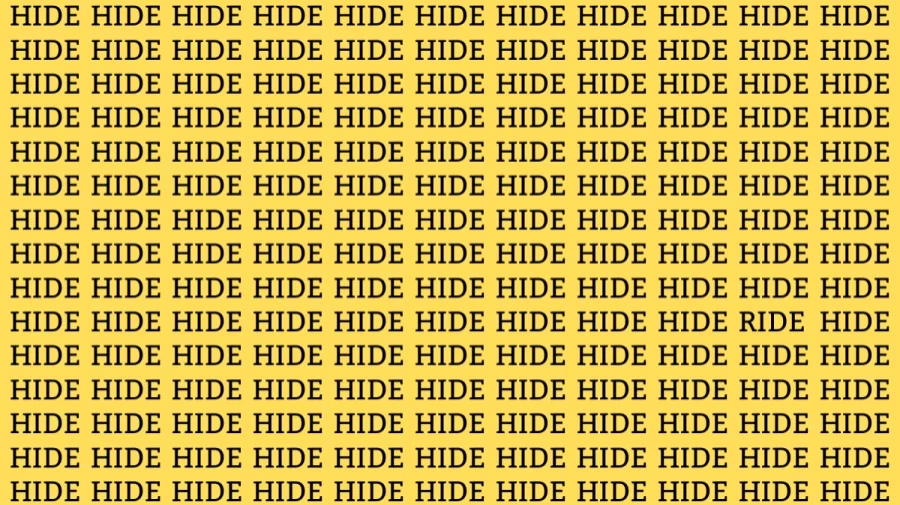 Observation Skill Test: Can you find the Word Hide among Ride in 10 Seconds?