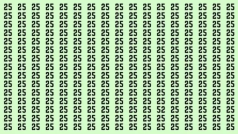 Observation Skills Test: Can you find the number 52 among 25 in 8 seconds?