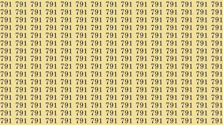 Optical Illusion: If you have hawk eyes find 721 among 791 in 08 Seconds?