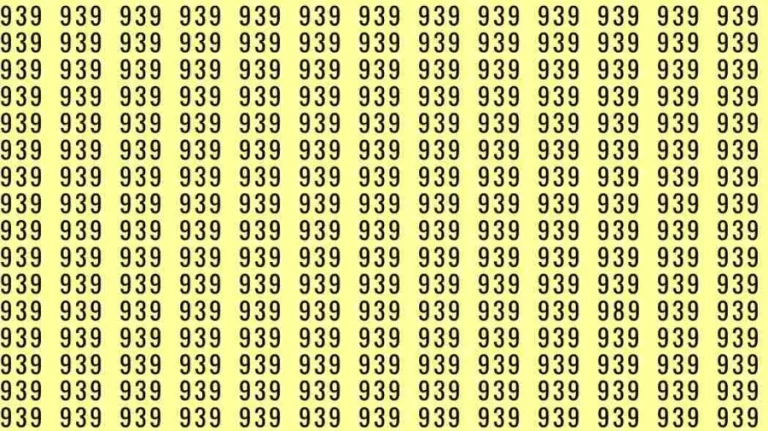 Optical Illusion: If you have hawk eyes find 989 among 939 in 7 Seconds?