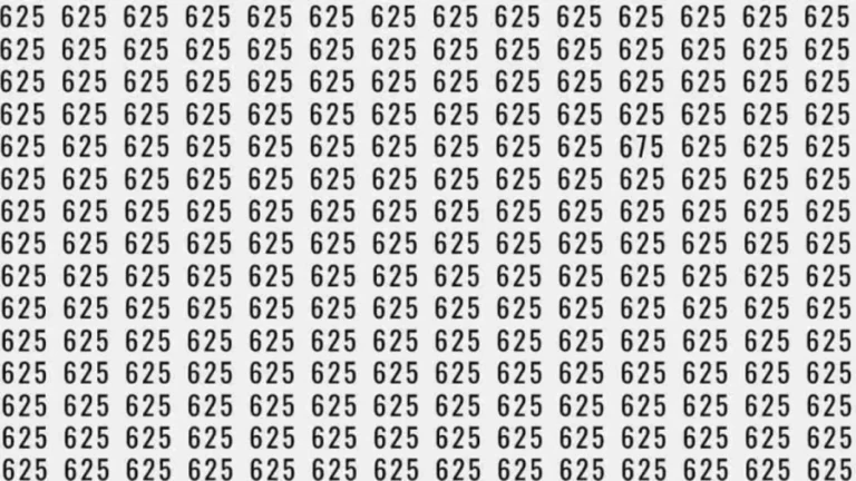 Optical Illusion Test: If you have Eagle Eyes Find the number 675 among 625 in 10 Seconds?