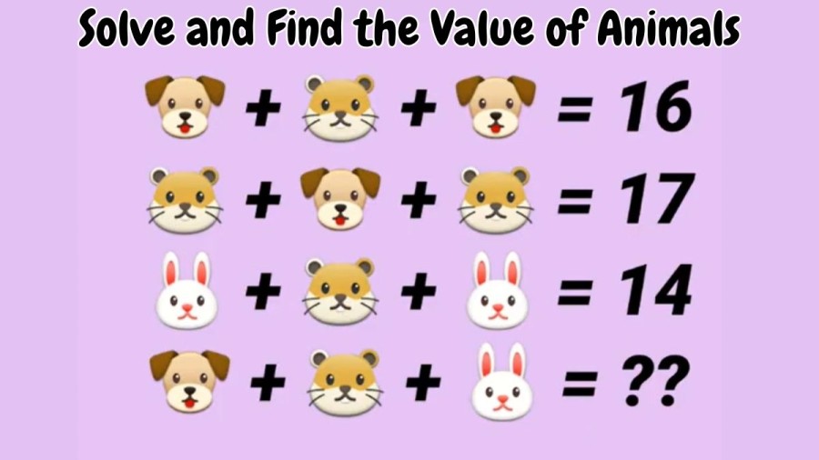 Solve and Find the Value of Animals in this Brain Teaser